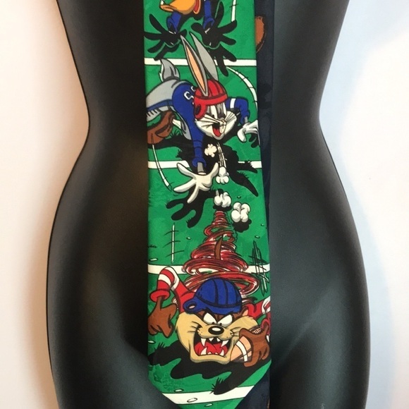 Vintage Looney Tunes Taz Bugs Bunny Football Tie - Picture 1 of 14